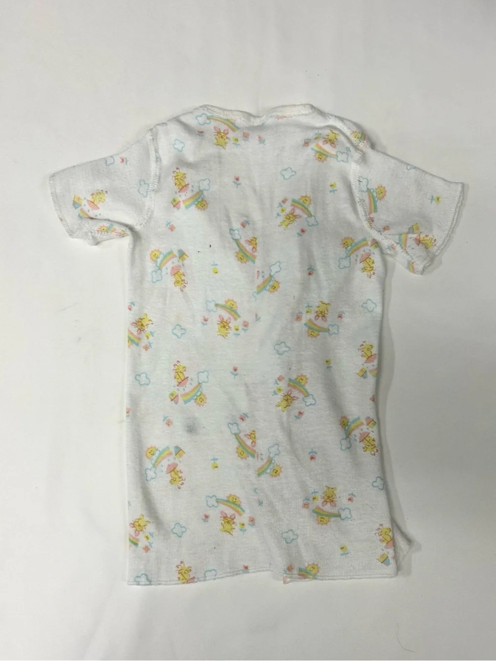 Vintage 1980s Carters Knit One Piece Rainbow Teddy Snap Shirt Baby